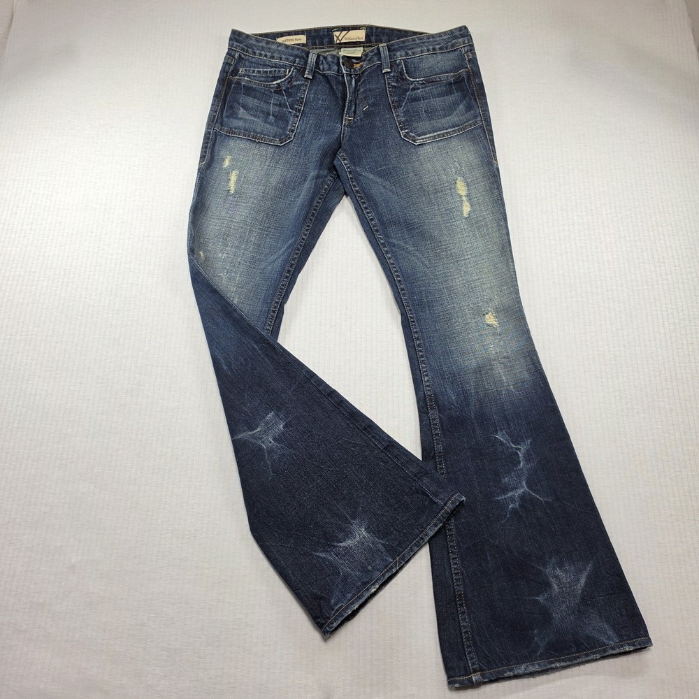 William Rast Blue Cotton Distressed Low Rise Freddie Flare Jean Size 30 Y2K Boho